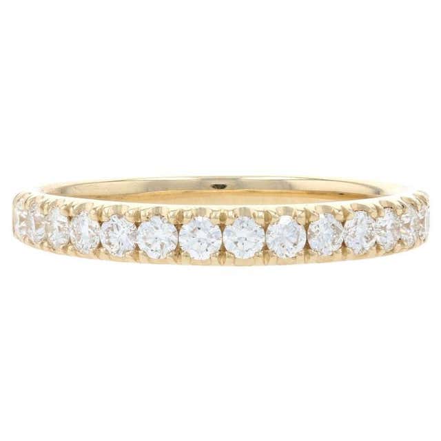 Yellow Gold Diamond Three-Stone Band - 18k Round .51ctw Wedding ...
