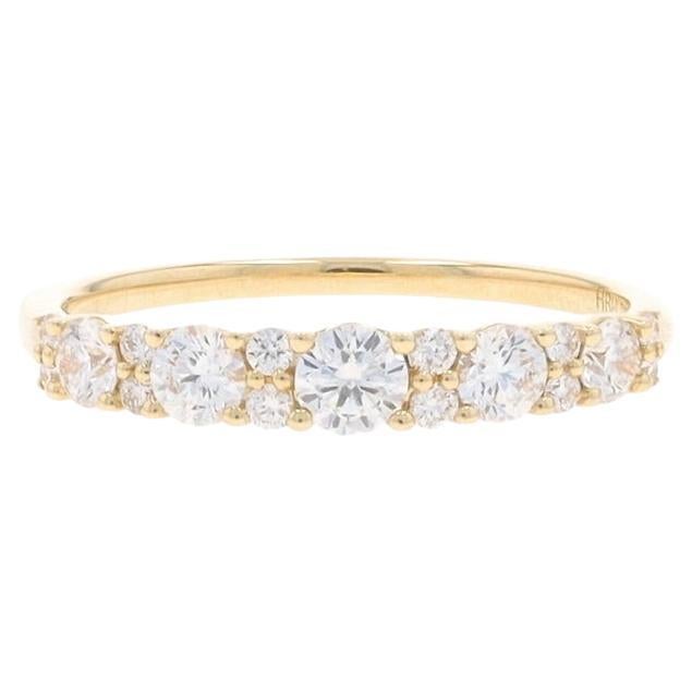 Yellow Gold Diamond Wedding Band - 14k Round Brilliant .59ctw Ring For Sale