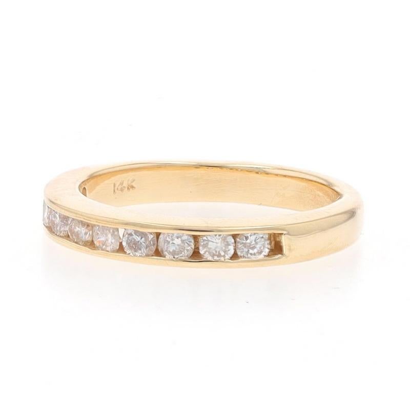 Round Cut Yellow Gold Diamond Wedding Band - 14k Round Brilliant .60ctw Channel Set Ring For Sale