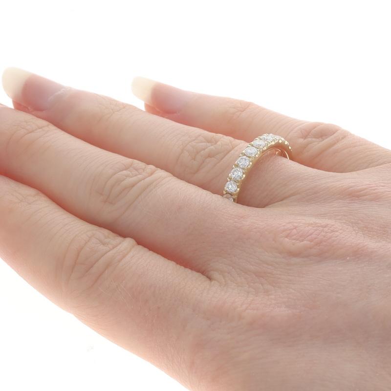 Women's Yellow Gold Diamond Wedding Band - 14k Round Brilliant .85ctw French Set Ring For Sale