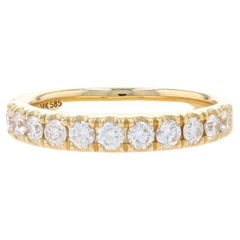 Gelbgold Diamant Hochzeit Band - 14k Runde Brillant .85ctw Französisch Set Ring