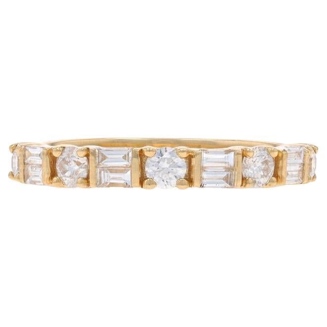 Gelbgold Diamant Hochzeit Band - 14k Runde Brillant & Baguette .60ctw Ring