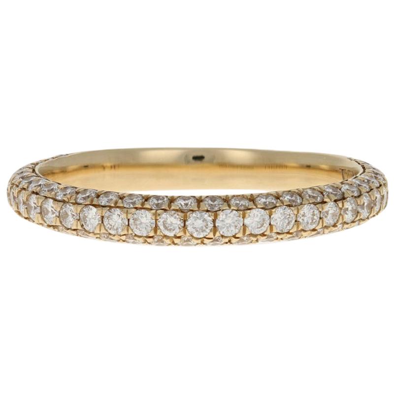 Yellow Gold Diamond Wedding Band, 14k Round Brilliant Cut .75 Carat Women's Ring