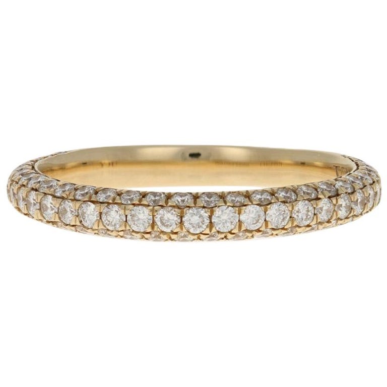 .75 Ct Round Cut 14k Yellow Gold 5-Stone Wedding Anniversary Band Stackable Ring