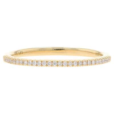 Diamond Wedding Band 14k Solid Yellow Gold Stacking Ring For Sale at ...