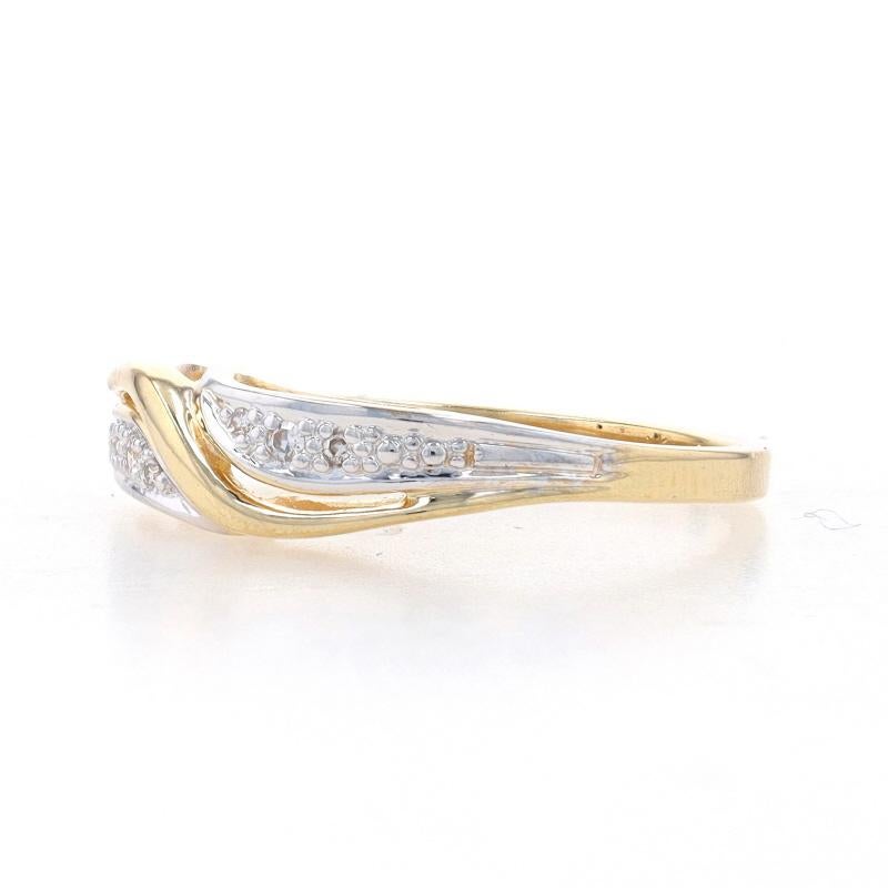 Women's Yellow Gold Diamond Wedding Band - 14k Single Cut Crossover Bypass Ring