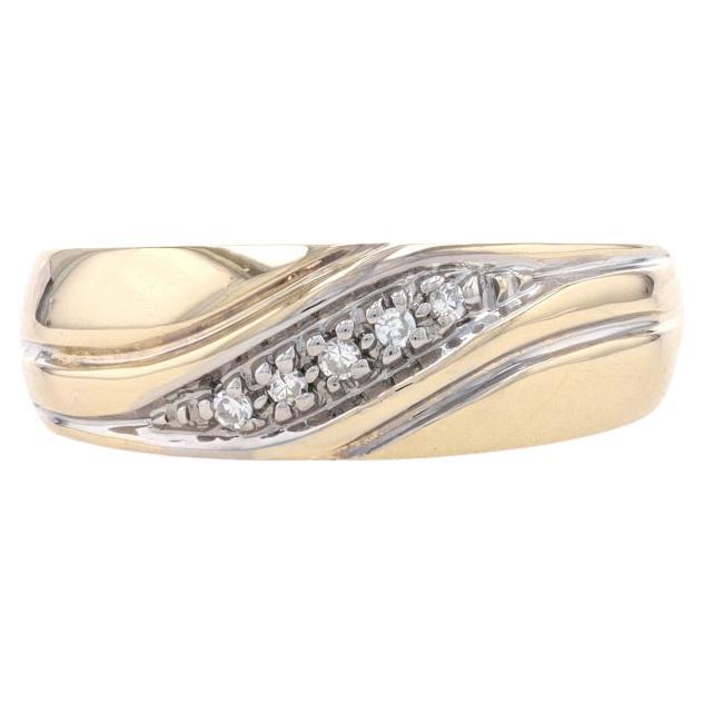 Yellow Gold Diamond Wedding Band - 14k Single Cut Ring For Sale