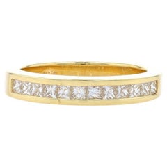 Yellow Gold Diamond Wedding Band - 18k Princess .50ctw Channel Set Ring