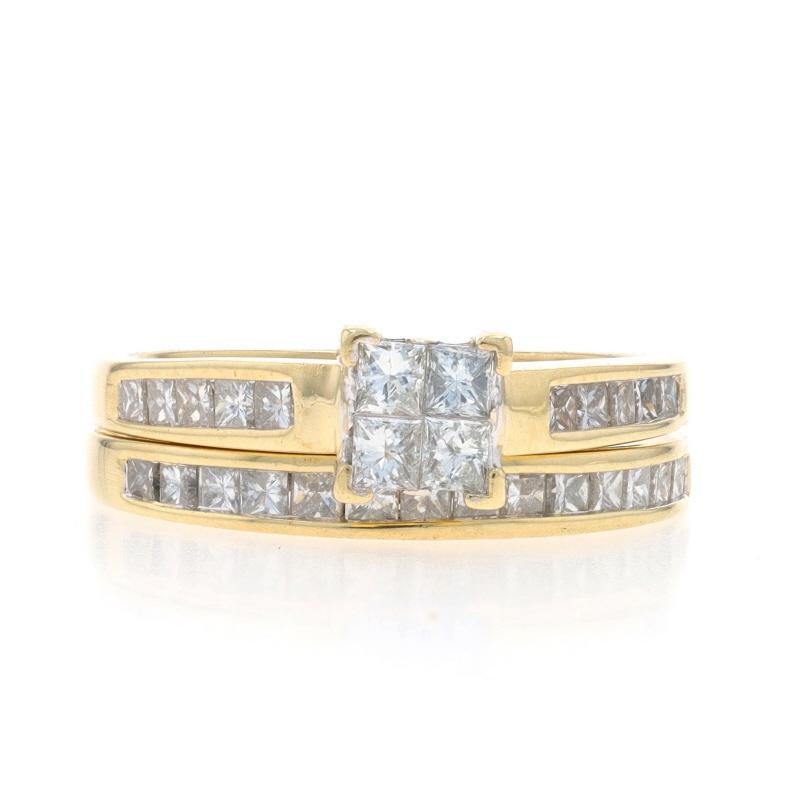 Taille : 7
Frais de taille : Up&Up pour 70 $ ou Down pour 60 $.

Contenu métallique : Or jaune 10k et or blanc 10k

Informations sur les pierres

Diamants naturels
Carat(s) : 1.00ctw
Coupe : Princesse
Couleur : G - H
Clarté : SI1 - SI2

Total des