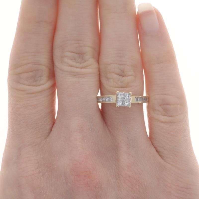 Taille princesse Parure de mariage en or jaune avec diamants - 10k Princesse 1.00ctw en vente