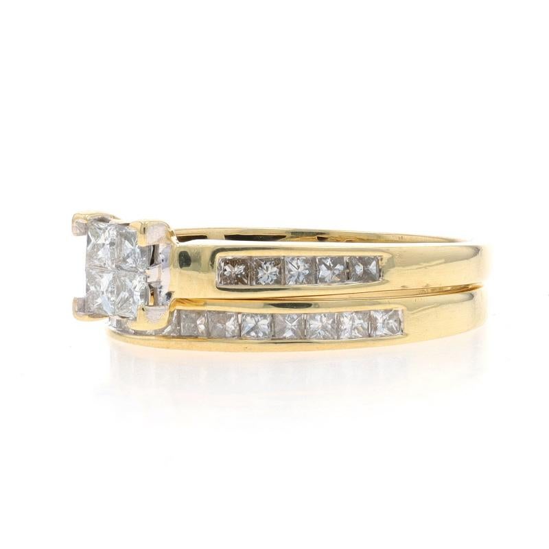 Parure de mariage en or jaune avec diamants - 10k Princesse 1.00ctw Pour femmes en vente