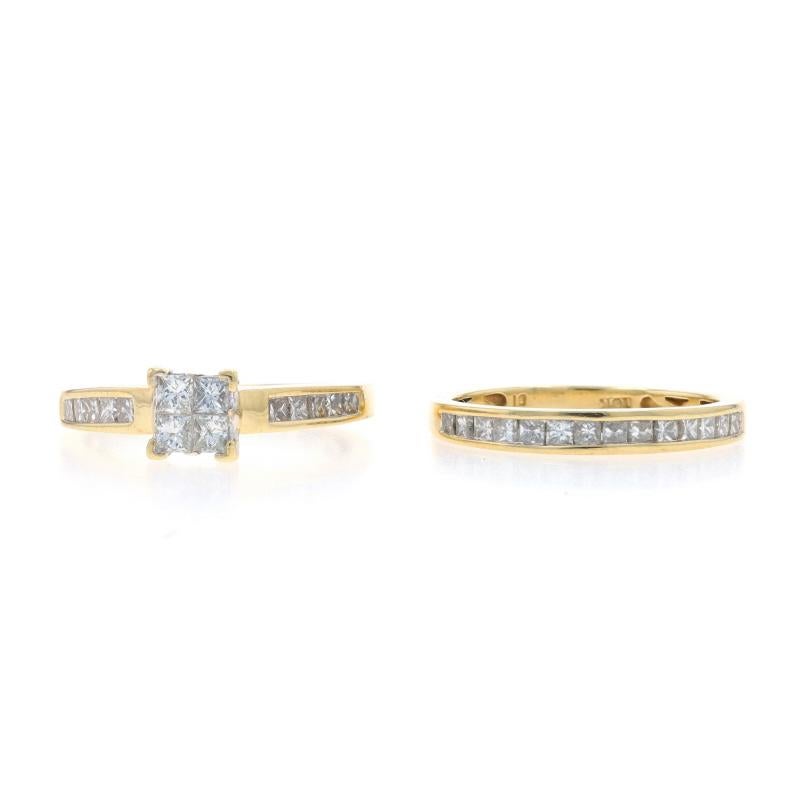 Parure de mariage en or jaune avec diamants - 10k Princesse 1.00ctw en vente 2