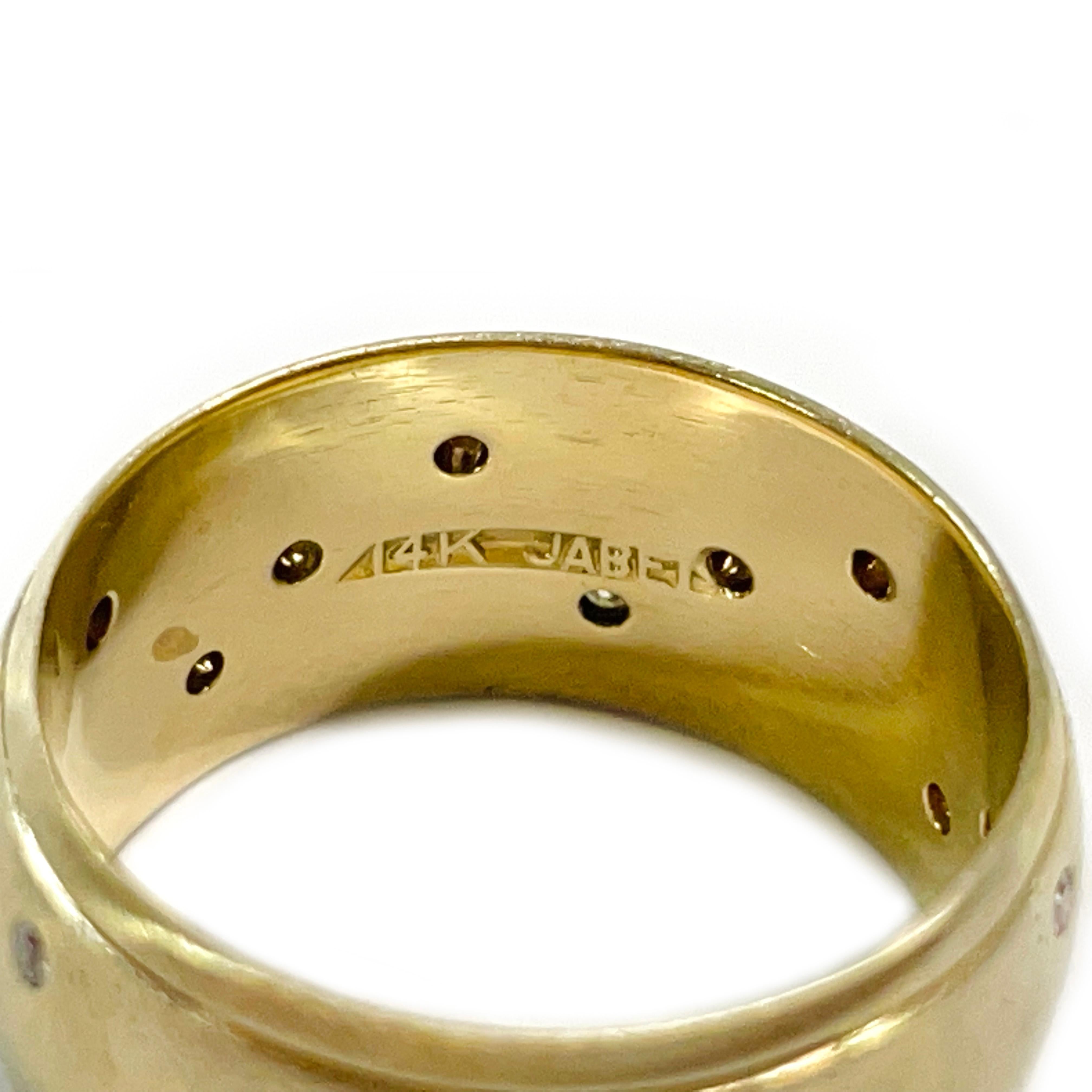 Gelbgold Diamant Ring mit breitem Band (Retro) im Angebot