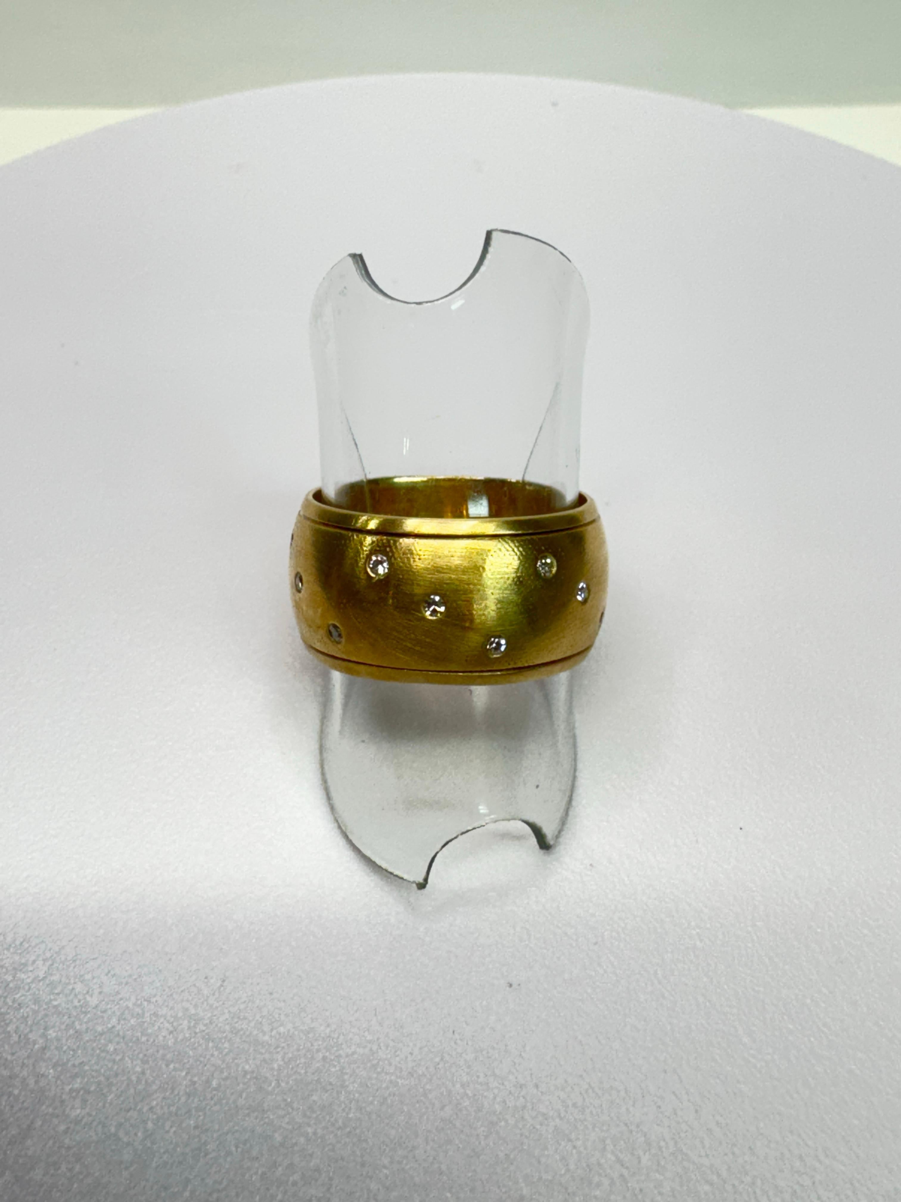 Women's or Men's Yellow Gold Diamond Wide Band Ring For Sale