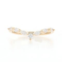 Yellow Gold Diamond Wishbone Band 14k Rd & Marquise .33ctw Enhancer Guard Ring