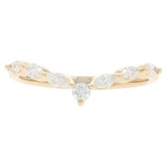 Yellow Gold Diamond Wishbone Band 14k Rd & Marquise .33ctw Enhancer Guard Ring