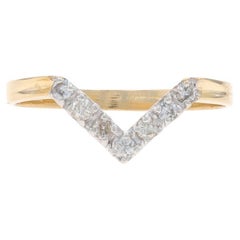 Yellow Gold Diamond Wishbone Ring - 14k Round Brilliant .17ctw Enhancer Guard