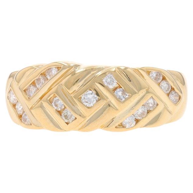 Yellow Gold Diamond Woven Braid Cluster Band - 14k Round Brilliant .38ctw Ring