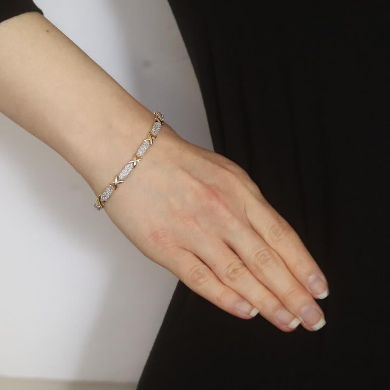 Taille ronde Bracelet à maillons en or jaune avec diamants en X - 10k Round Brilliant 2.50ctw
