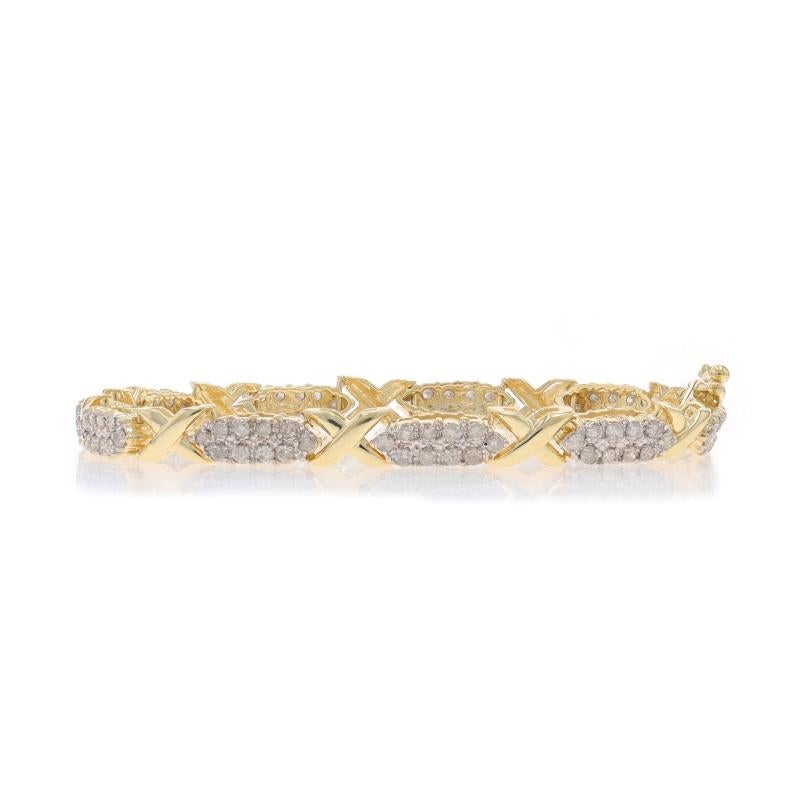 Bracelet à maillons en or jaune avec diamants en X - 10k Round Brilliant 2.50ctw Excellent état à Greensboro, NC