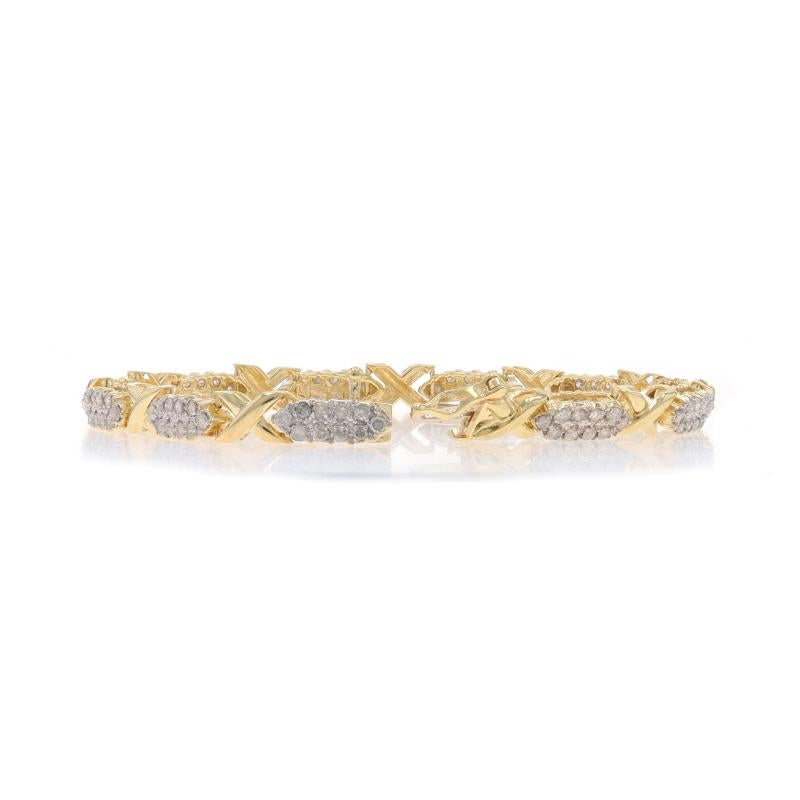  Bracelet à maillons en or jaune avec diamants en X - 10k Round Brilliant 2.50ctw Pour femmes 