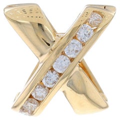 Gelbgold Diamant X Crossover Perlenstrang Enhancer Clip Anhänger 14k Rnd.48ctw