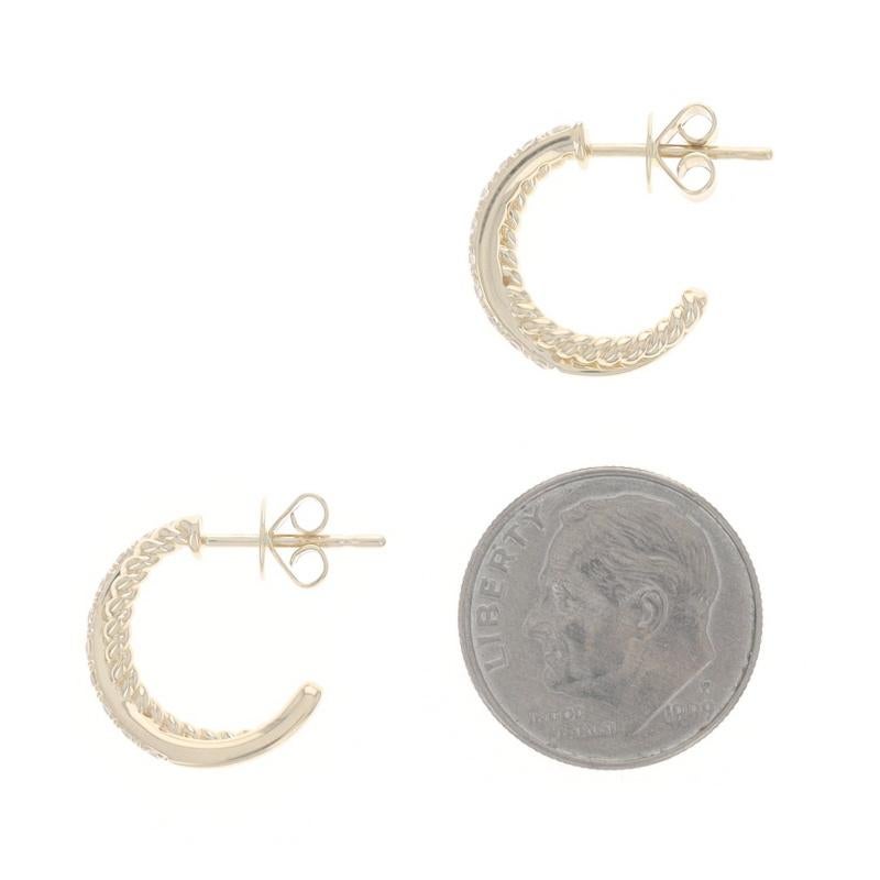 Yellow Gold Diamond X Half-Hoop Earrings 14k Round Brilliant .22ctw Pierced Pour femmes en vente