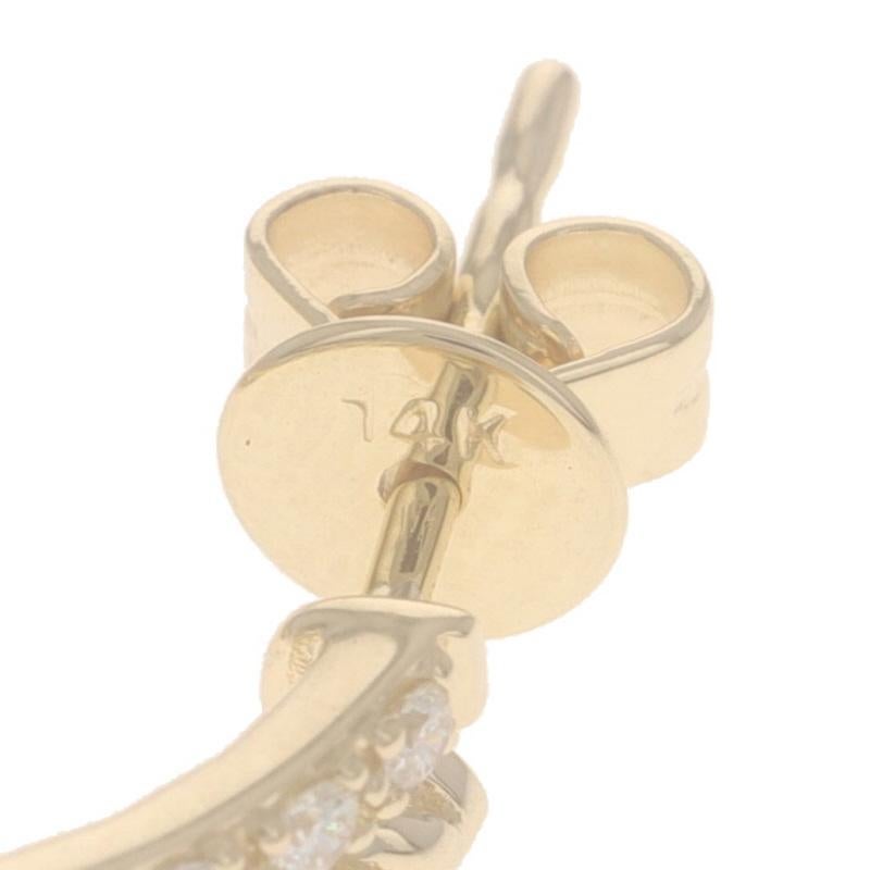 Yellow Gold Diamond X Half-Hoop Earrings 14k Round Brilliant .22ctw Pierced en vente 1
