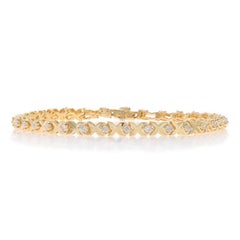 Yellow Gold Diamond X Link Bracelet 7" - 14k Round Brilliant 1.00ctw