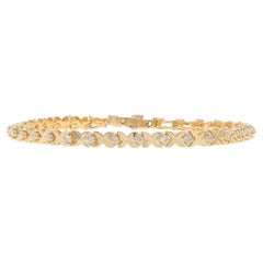 Bracciale a X con diamanti in oro giallo da 7" - 14k Brillante rotondo 1,00ctw