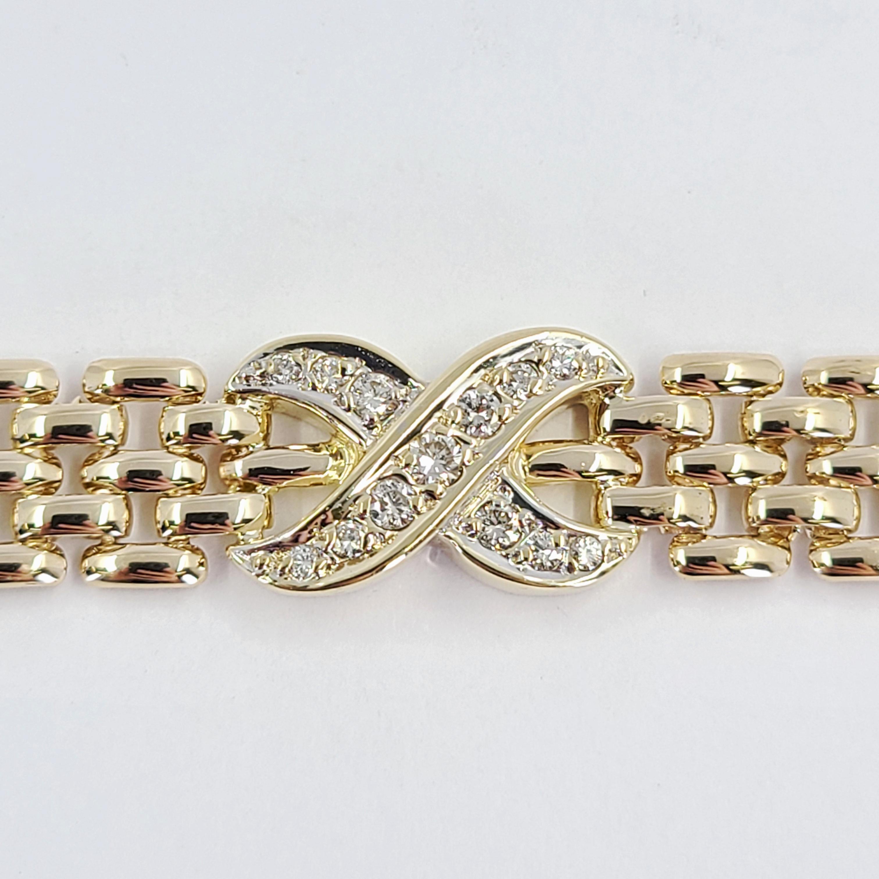 Gelbgold-Gliederarmband mit Diamanten X (Rundschliff)