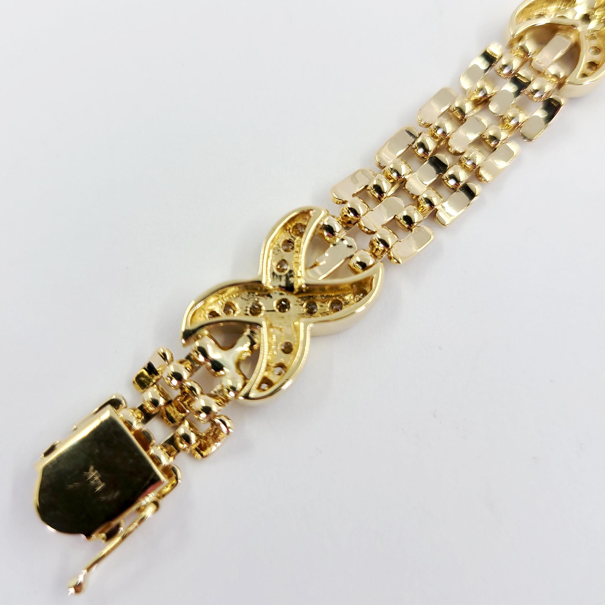 Gelbgold-Gliederarmband mit Diamanten X im Zustand „Gut“ in Coral Gables, FL