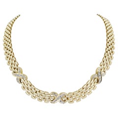Vintage Yellow Gold Diamond X Link Necklace