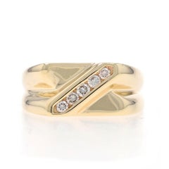 Yellow Gold Diamond X Men's Ring - 10k Round Brilliant .25ctw Crossover