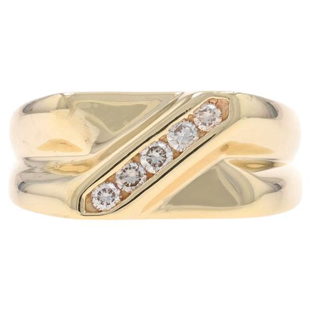 Yellow Gold Diamond X Men's Ring - 10k Round Brilliant .25ctw Crossover