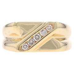 Yellow Gold Diamond X Men's Ring - 10k Round Brilliant .25ctw Crossover