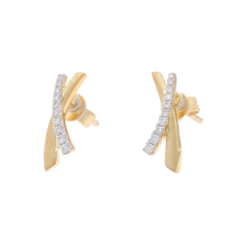 Taglio rotondo Orecchini con diamante X in oro giallo - 14k Brilliante rotondo 0,10 ct. in vendita