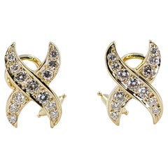 Yellow Gold Diamond X Stud Earrings