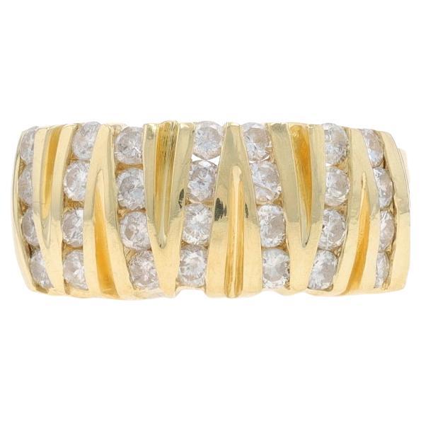 Yellow Gold Diamond Zig-Zag Cluster Cocktail Band 14k Rd 1.12ctw ChannelSet Ring