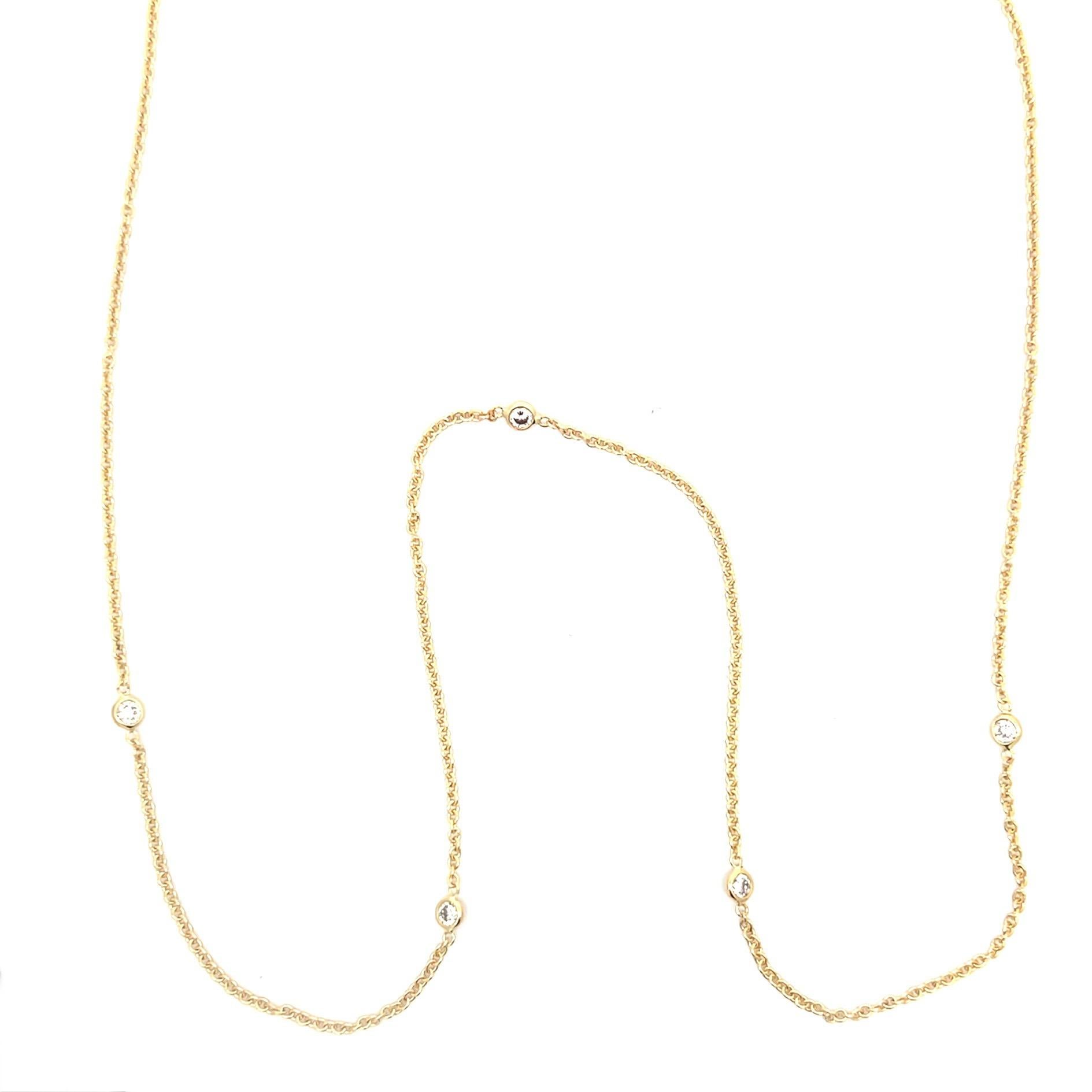 Round Cut Yellow Gold Diamonds By The Yard Necklace 22
