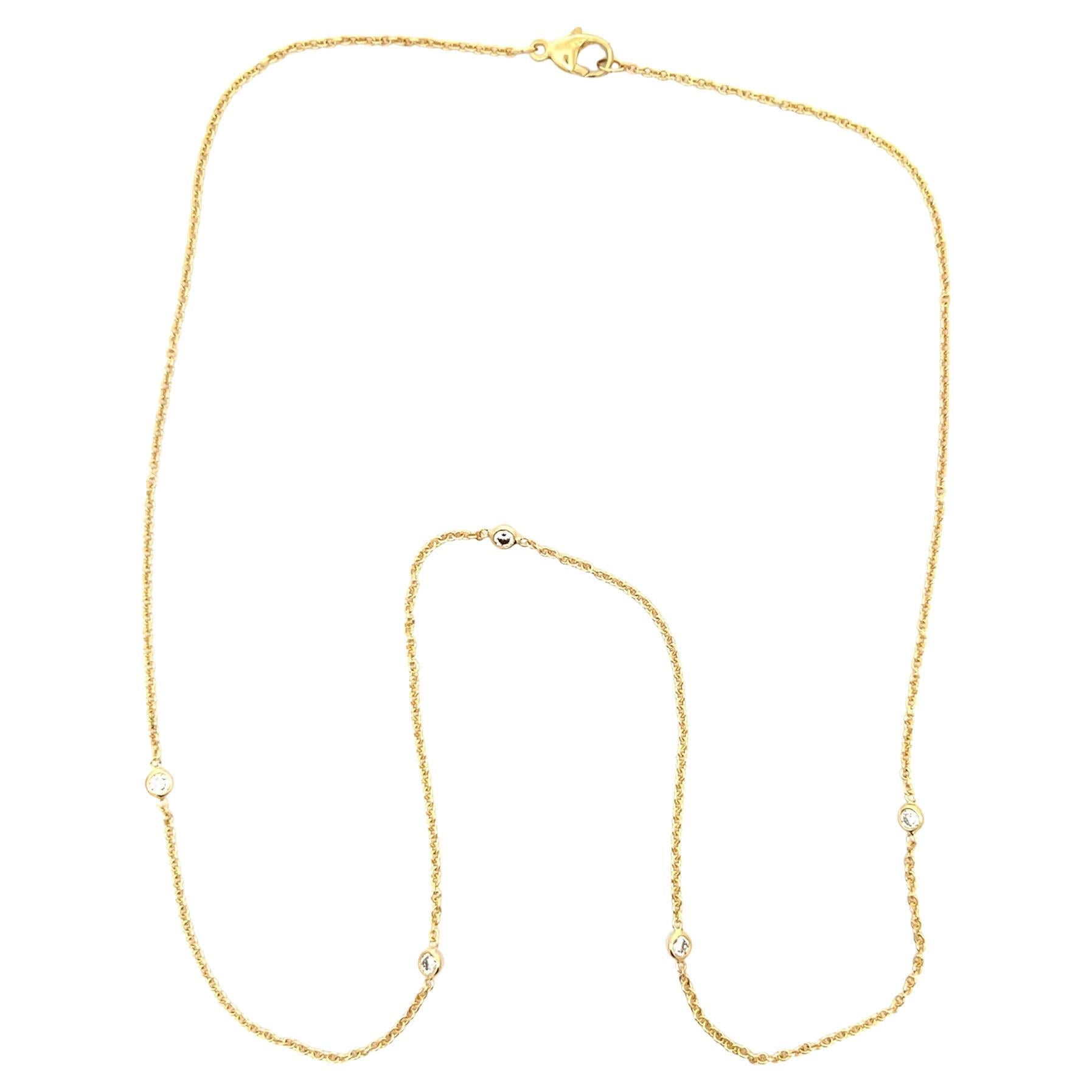 Yellow Gold Diamonds By The Yard Necklace 22" For Sale