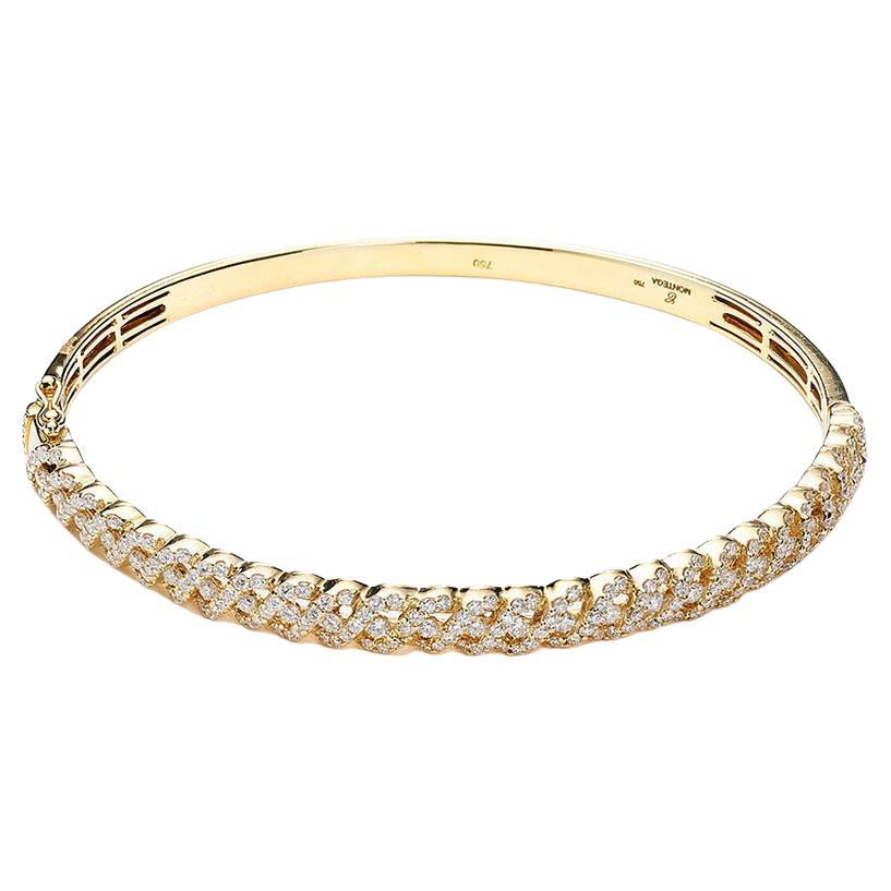 Bracelet jonc en or jaune avec diamants en vente