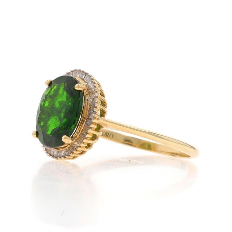Anello aureola in oro giallo con diopside e diamanti - 10k Oval 3.70ctw In condizioni ottime in vendita a Greensboro, NC