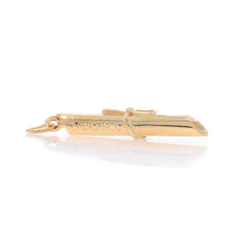 Yellow Gold Diploma Charm - 14k Graduate Gift In Excellent Condition For Sale In Greensboro, NC