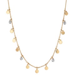 Yellow Gold Disc and White Gold Bezel Diamond Necklace