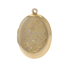 Yellow Gold Dogwood Flower Locket Pendant 14k Blossom Two Frames