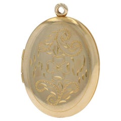 Yellow Gold Dogwood Flower Locket Pendant 14k Blossom Two Frames