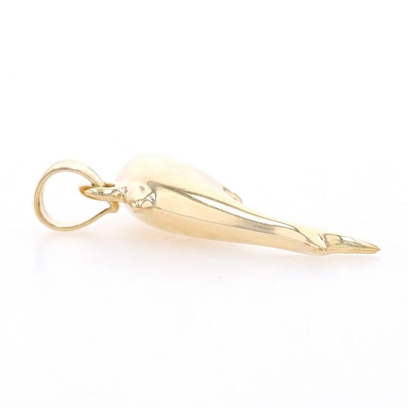 Yellow Gold Dolphin Pendant - 14k Ocean Life In Excellent Condition For Sale In Greensboro, NC
