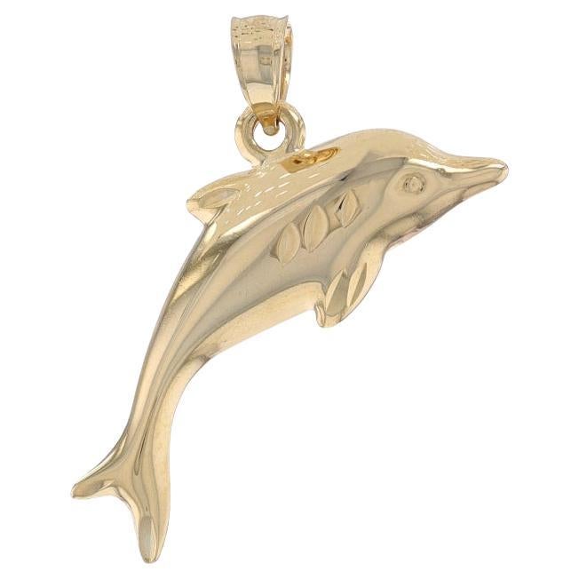 Yellow Gold Dolphin Pendant - 14k Ocean Life For Sale