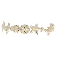 Yellow Gold Dolphin Seashell Sand Dollar Starfish Link Bracelet - 14k Adjustable